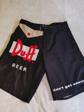 Duff Beer Graphic Shorts Men’s Black Novelty Simpsons Style Swim/Board Shorts